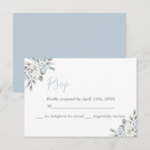 Dusty Blue Floral RSVP-trouwkaart