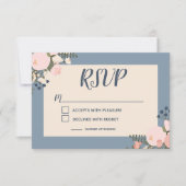 Dusty Blue Floral RSVP uitnodiging (Voorkant)