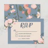 Dusty Blue Floral RSVP uitnodiging (Voorkant / Achterkant)