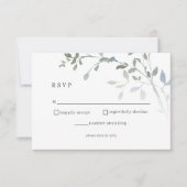 Dusty Blue Floral RSVP Wedding Reception Card (Voorkant)