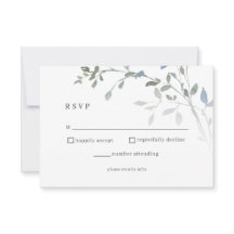 Dusty Blue Floral RSVP Wedding Reception Card