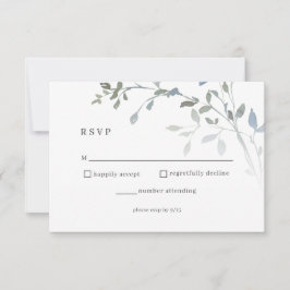 Dusty Blue Floral RSVP Wedding Reception Card
