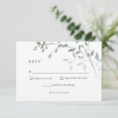Dusty Blue Floral RSVP Wedding Reception Card (Staand voorkant)