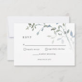 Dusty Blue Floral RSVP Wedding Reception Card Kaartje (Voorkant)
