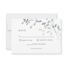 Dusty Blue Floral RSVP Wedding Reception Card