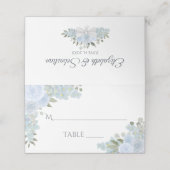 Dusty Blue Floral Rustic Elegant Wedding Write-in Plaatskaartje (Buitenkant ongevouwen)