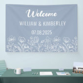 Dusty Blue Floral Rustic Simple Modern Wedding Spandoek (Beurs)