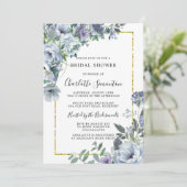 Dusty Blue Floral Rustic Vrijgezellenfeest Kaart (Staand voorkant)