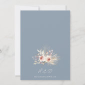 Dusty Blue Floral Rustic Wedding Kaart (Achterkant)
