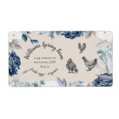 Dusty Blue Floral Rustiek Script Eend Ei Karton Etiket (Voorkant)