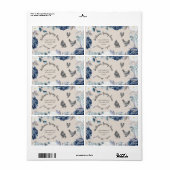 Dusty Blue Floral Rustiek Script Eend Ei Karton Etiket (Full Sheet)