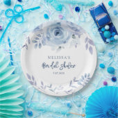 Dusty Blue Floral Rustiek Script Vrijgezellenfeest Papieren Bordje (Feest)