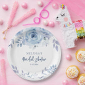 Dusty Blue Floral Rustiek Script Vrijgezellenfeest Papieren Bordje (Feest)