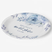 Dusty Blue Floral Rustiek Script Vrijgezellenfeest Papieren Bordje (Gekanteld)
