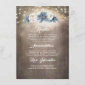 Dusty Blue Floral Rustieke Bruiloft Informatie Gas Informatiekaartje (Voorkant)