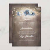 Dusty Blue Floral Rustieke Bruiloft Informatie Gas Informatiekaartje (Voorkant / Achterkant)