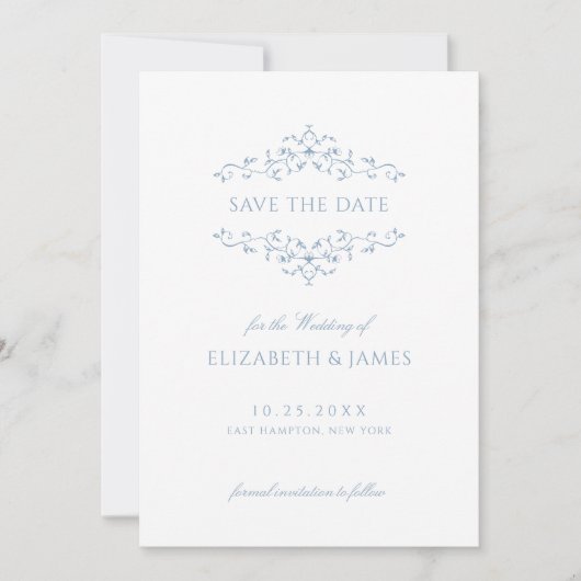 Dusty Blue  Floral Save The Date (Voorkant)
