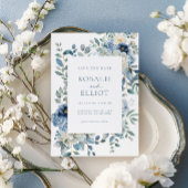Dusty Blue Floral Save the Date Boho Bewaar de dat Kaart