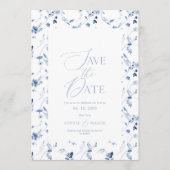 Dusty Blue Floral Save the Date Card Kaart (Voorkant)