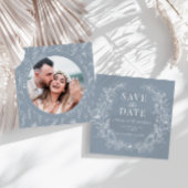 Dusty blue floral Save the Date fotouitnodiging