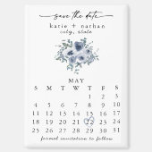 Dusty Blue Floral Save the Date Magnet (Voorkant)