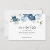 Dusty Blue Floral Save the Date Notice Notitiekaartje (Voorkant)