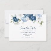 Dusty Blue Floral Save the Date QR Code (Voorkant)