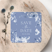 Dusty Blue Floral "Save the Date" Sticker