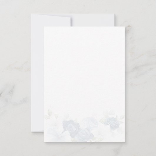 Dusty Blue Floral Script Botanische bruiloft Save The Date (Achterkant)