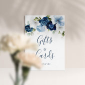 Dusty Blue Floral Script Gifts and Kaart Wedding Poster