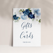 Dusty Blue Floral Script Gifts and Kaart Wedding Poster