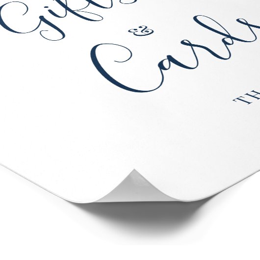 Dusty Blue Floral Script Gifts and Kaart Wedding Poster (Hoek)