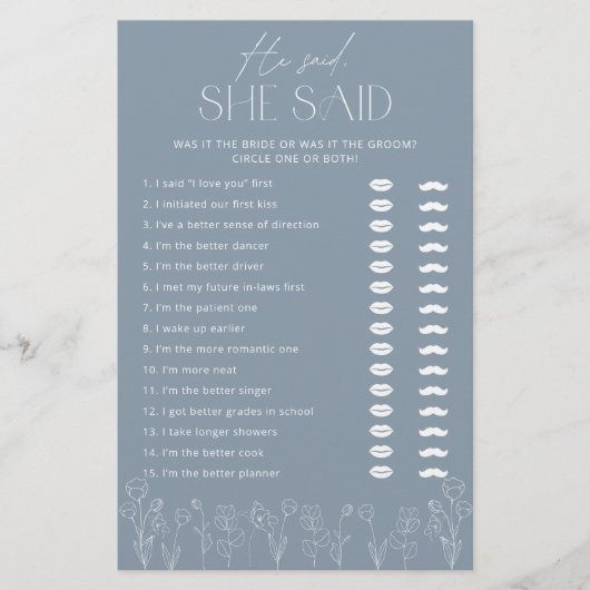 Dusty Blue Floral Script Vrijgezellenfeest (Voorkant)