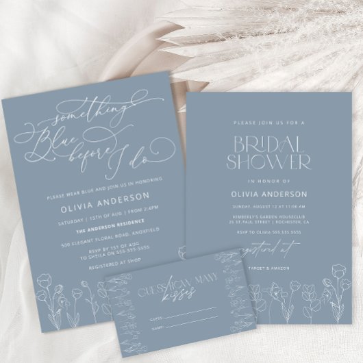 Dusty Blue Floral Script Vrijgezellenfeest