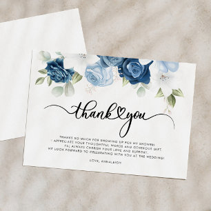 Dusty Blue Floral Script Vrijgezellenfeest Bedankkaart
