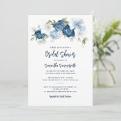 Dusty Blue Floral Script Vrijgezellenfeest Kaart (Staand voorkant)