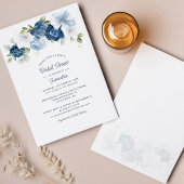 Dusty Blue Floral Script Vrijgezellenfeest Kaart