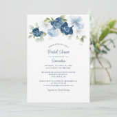 Dusty Blue Floral Script Vrijgezellenfeest Kaart (Staand voorkant)