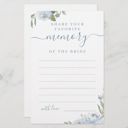 Dusty blue floral share a memory vrijgezellenfeest (Voorkant / Achterkant)