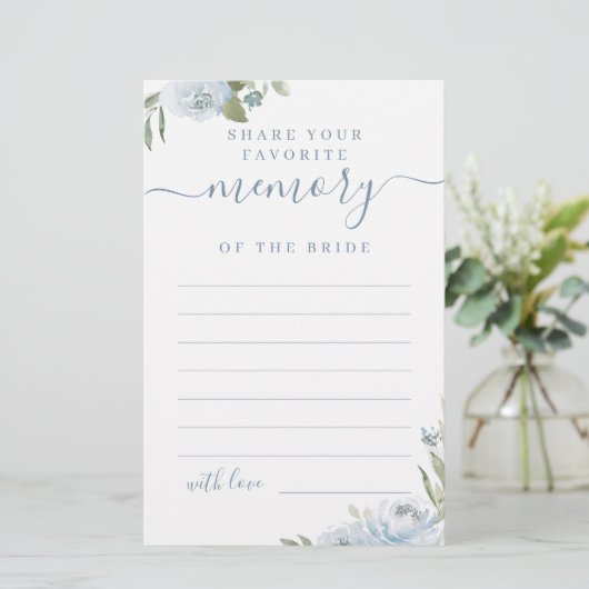Dusty blue floral share a memory vrijgezellenfeest (Staand voorkant)