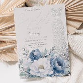 Dusty Blue Floral Silver Foil Jurk Vrijgezellenfee Folie Uitnodiging