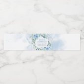 Dusty Blue Floral Silver Geometrisch Lijst groen Waterfles Etiket (Enkel label)