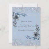 Dusty Blue Floral Silver Glitter Weddenschap Kaart (Voorkant)