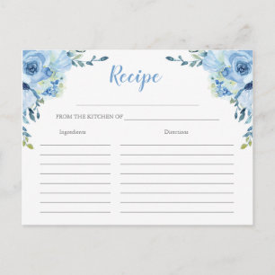 Dusty Blue floral silver vrijgezellenfeest receptk Briefkaart