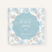 Dusty Blue Floral Sketchbook Notitieboek (Voorkant)