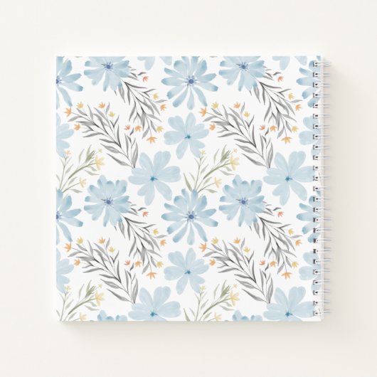 Dusty Blue Floral Sketchbook Notitieboek (Achterkant)