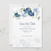 Dusty Blue Floral slaat de datum bekendmaking op (Voorkant)