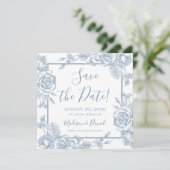 Dusty Blue Floral slaat de datum op Kaart (Staand voorkant)