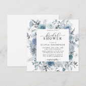 Dusty Blue Floral Slate Pastel Boho Vrijgezellenfe Kaart (Voorkant / Achterkant)