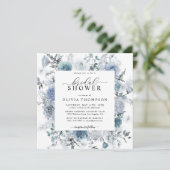 Dusty Blue Floral Slate Pastel Boho Vrijgezellenfe Kaart (Staand voorkant)